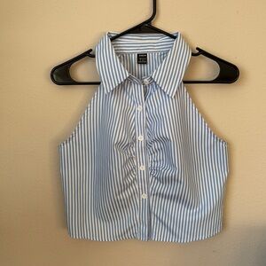 Button down sleeveless dress shirt